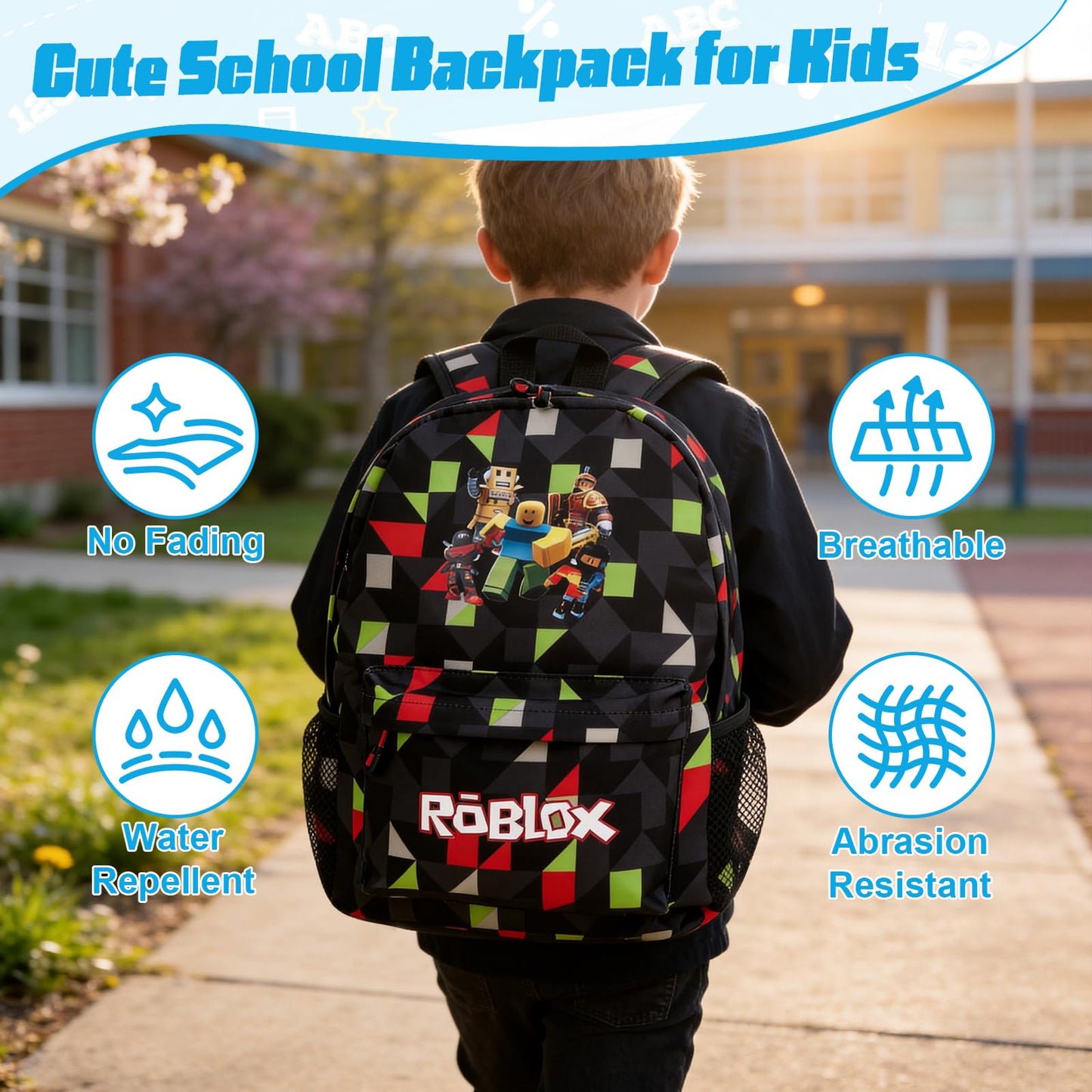 yumcute De-mn Backpack Kids, Teen Game School Bags, Children Primary Schoolbag, Children's School Backpack, 17 Inch Large Capacity Travel Rucksack Waterproof Boys Girls Book Bags for Aged 3-12 Years