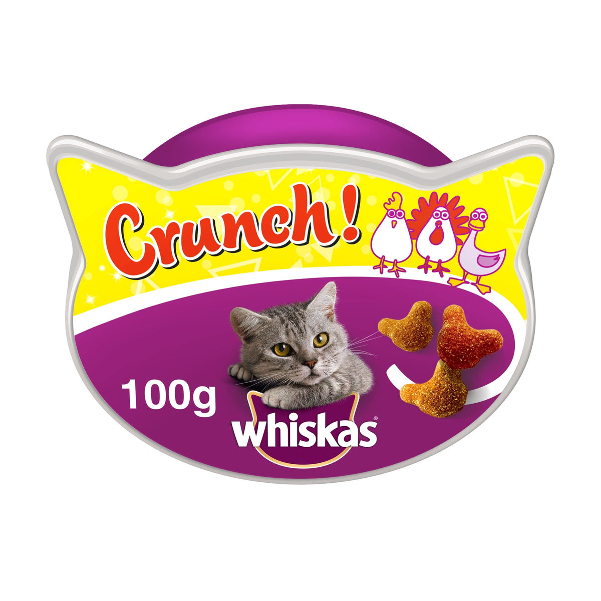 WHISKAS Crunch 100g (Pack of 6) - Tasty Topping Adult Cat Treat Biscuits