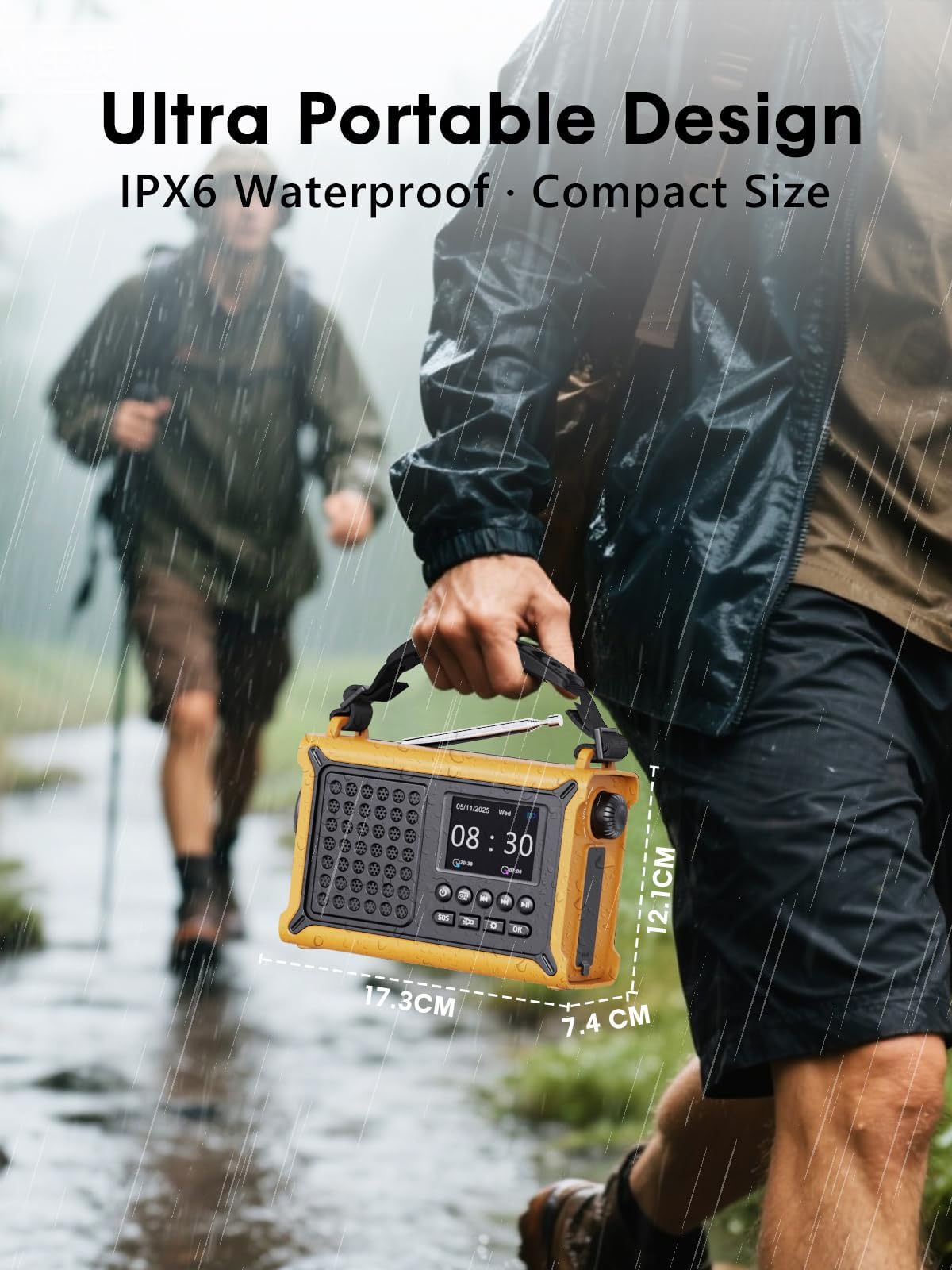 ROCAM DAB Wind Up Radio Solar Battery Torch 12000mAh Rechargeable Battery