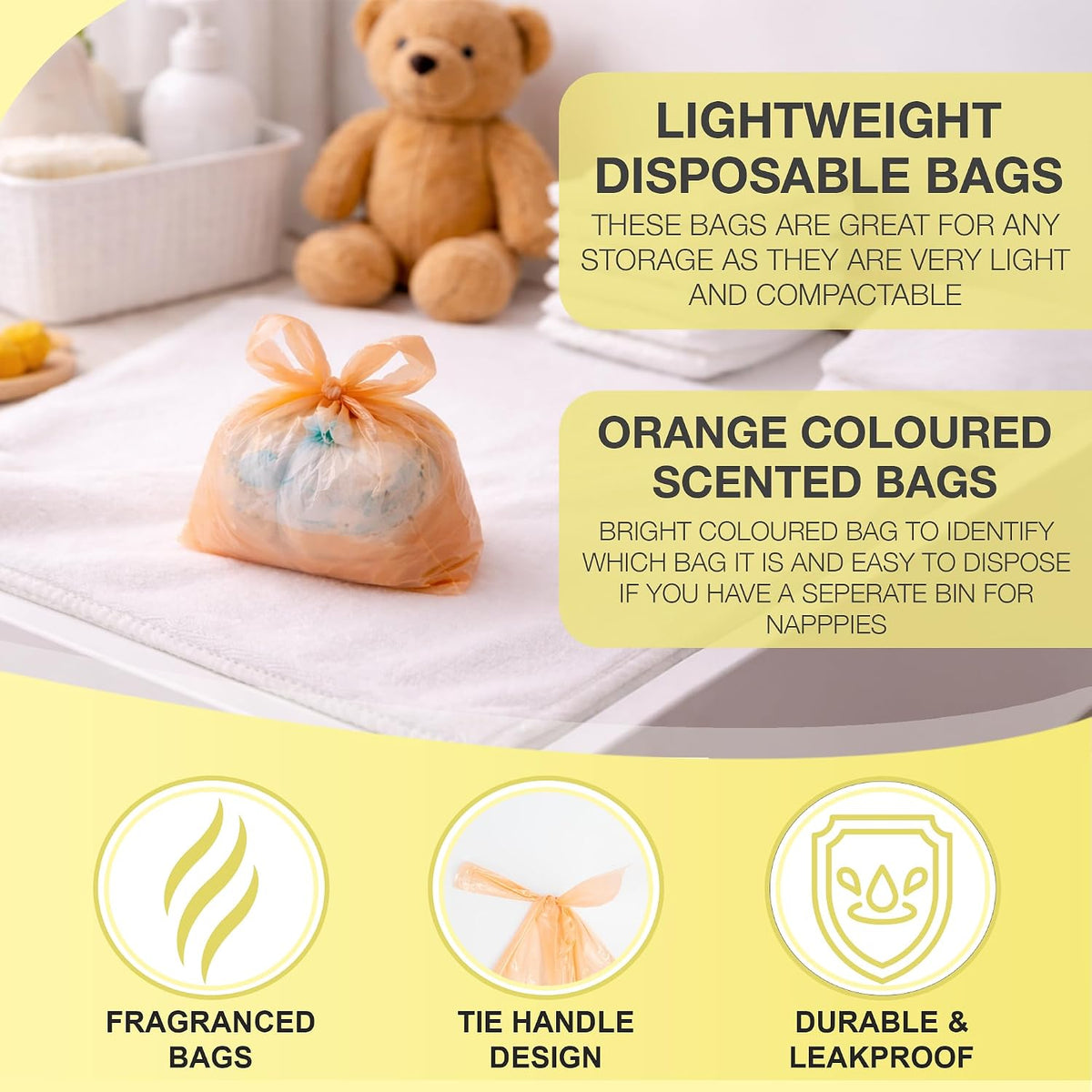 D.A.Y. Republic 150 Nappy Bags Fragranced Diaper Disposal Bags, Tie Handle