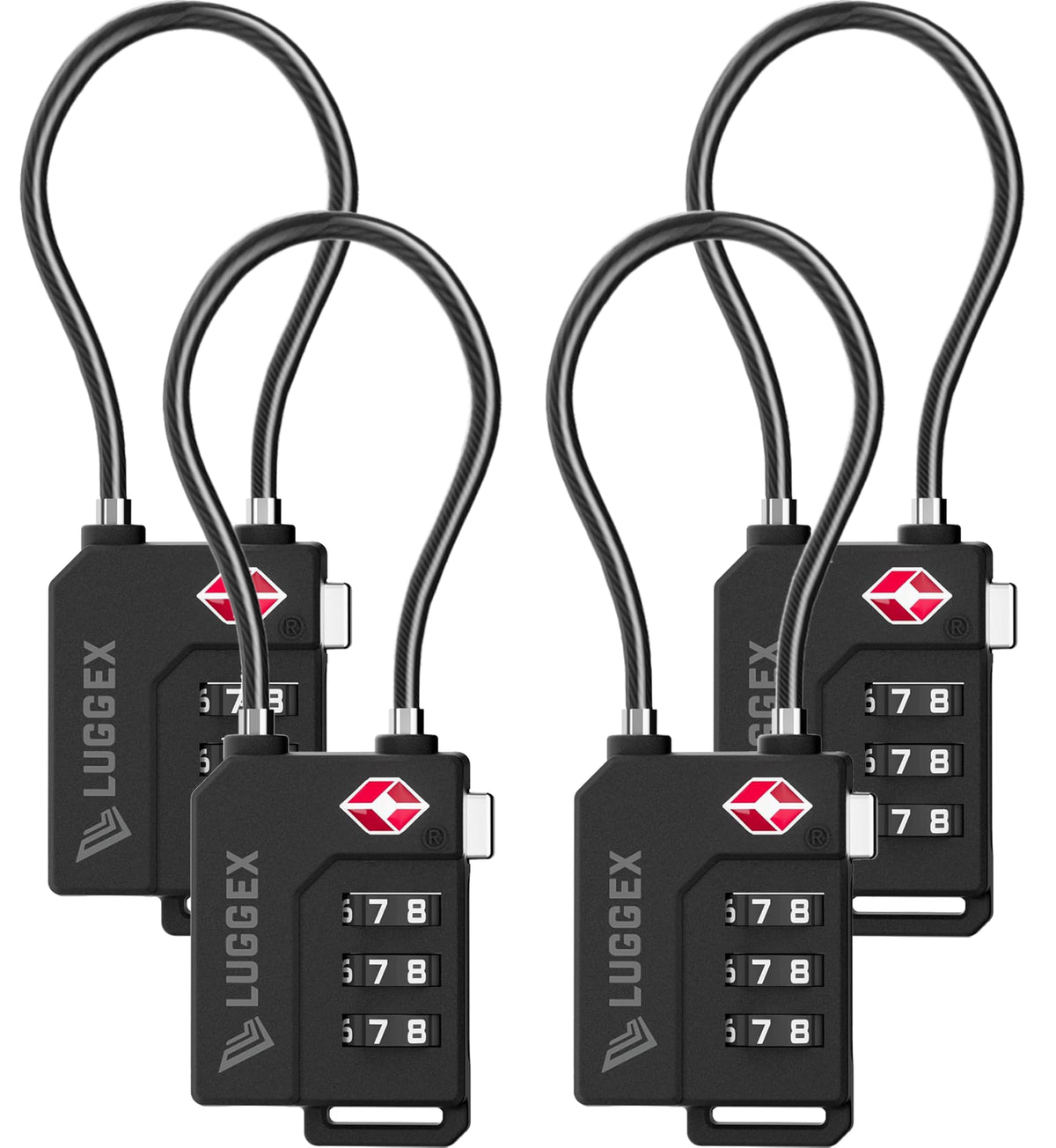 LUGGEX Suitcase Locks, Luggage Locks, TSA Approved Luggage Locks,Black,2