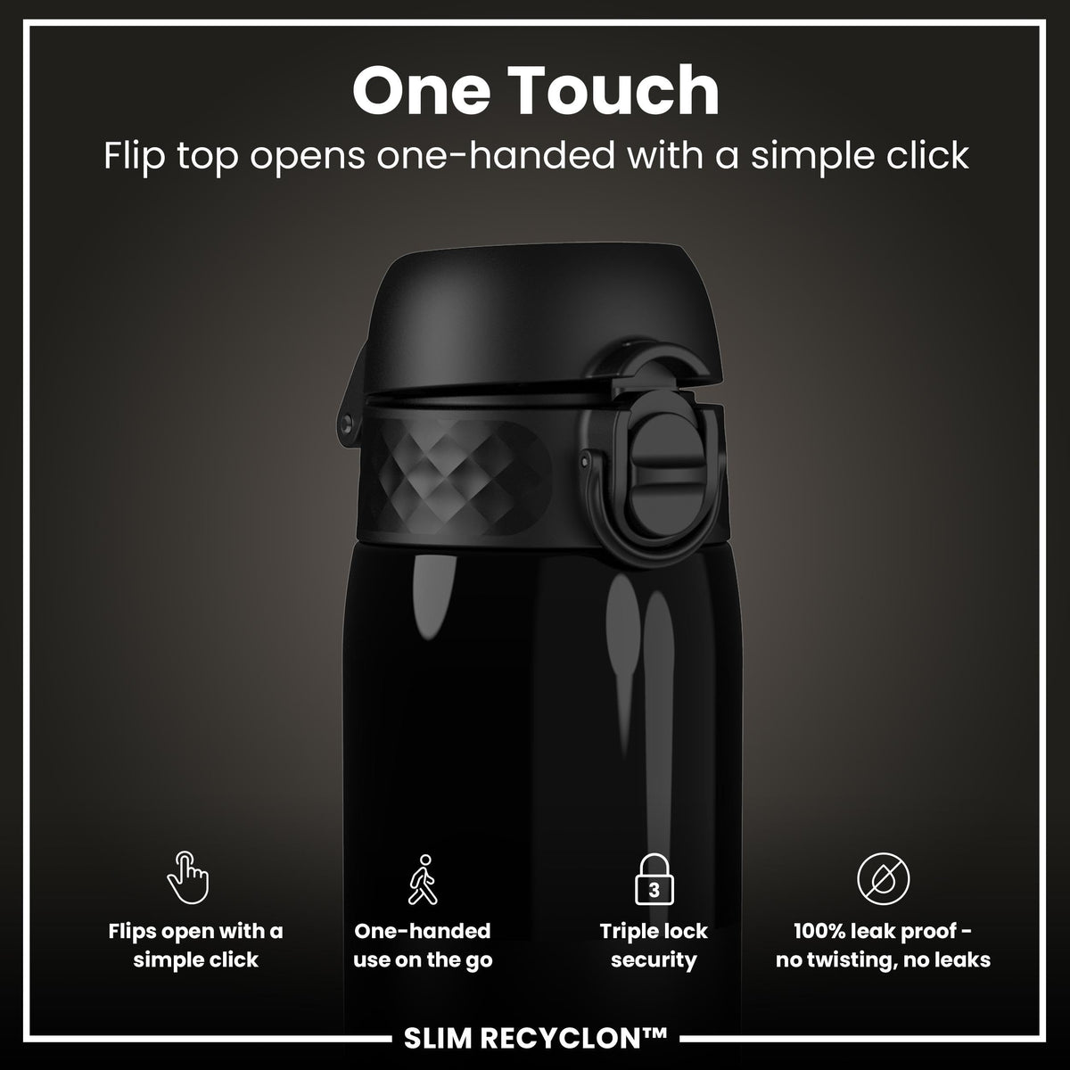 Ion8 Water Bottle, 500 ml/18 oz, Leak Proof, Easy to Open, Secure Lock, Dishwasher Safe, Hygienic Flip Cover, Carry Handle, Fits Cup Holders, Easy Clean, Hot Pink