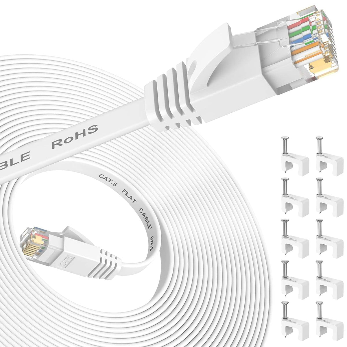 Ethernet Cable 2M, Cat6/Cat 6e Internet Cable, Flat Network Patch Cord