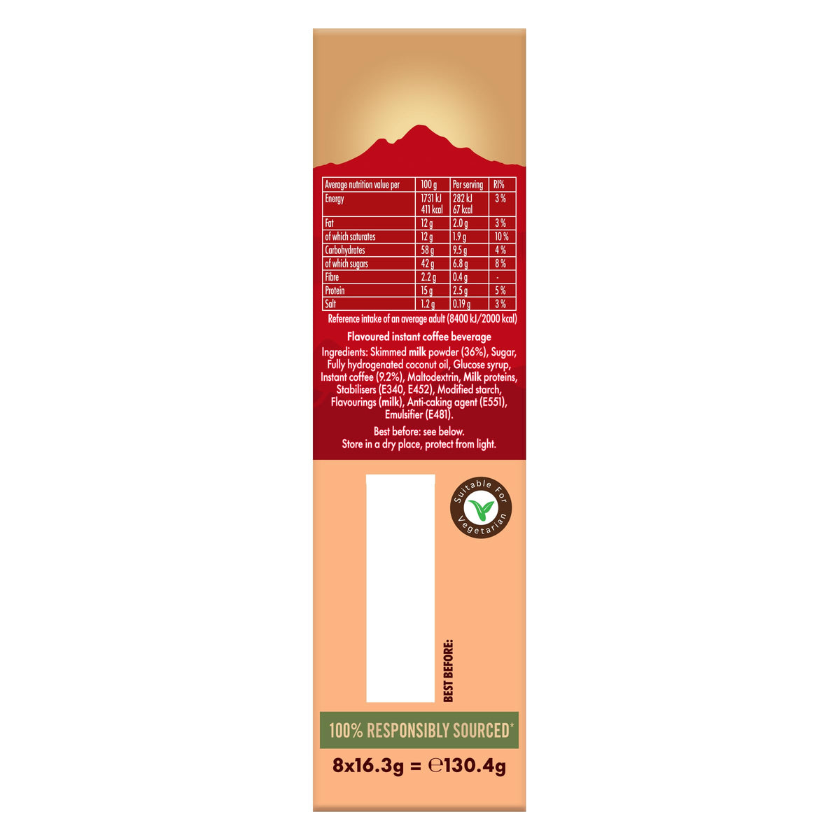 Kenco Iced Hot Salted Caramel Latte Sachets x8 (Pack of 5, Total 40 Sachets)