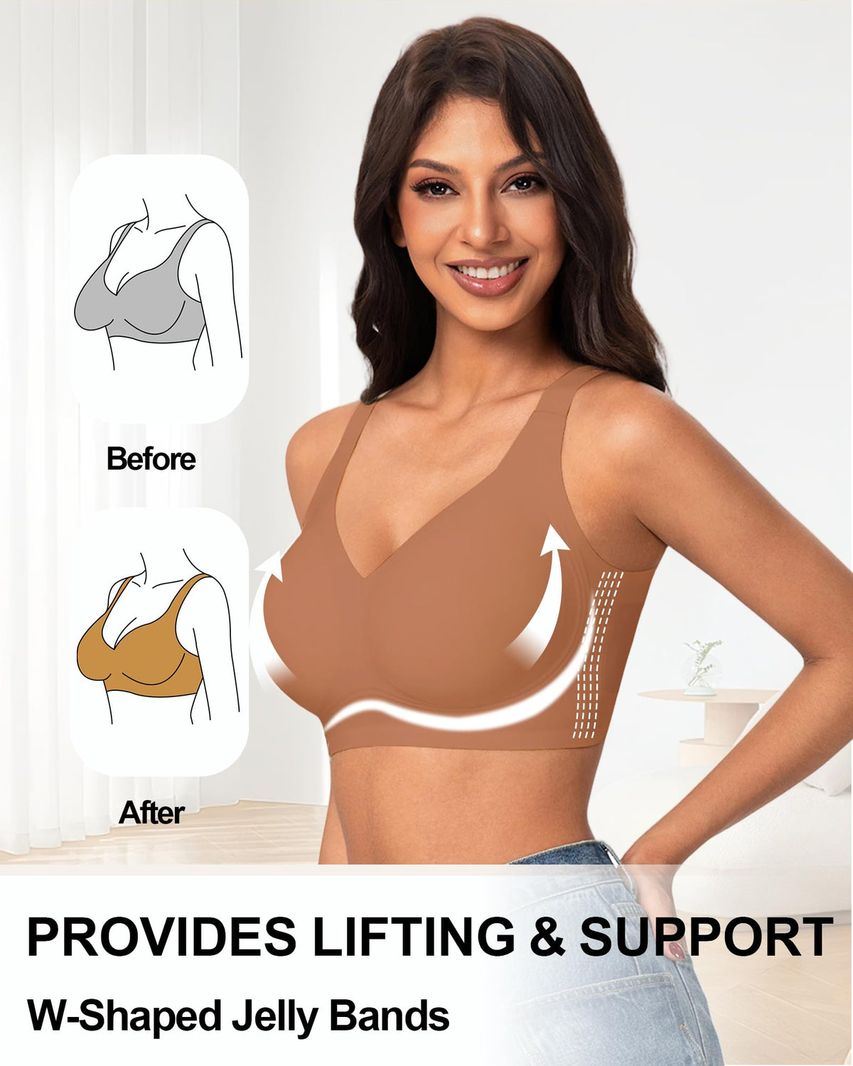 HOWIN Jelly Bras for Women Non Wired Seamless Gel Plus Size Push Up Bras
