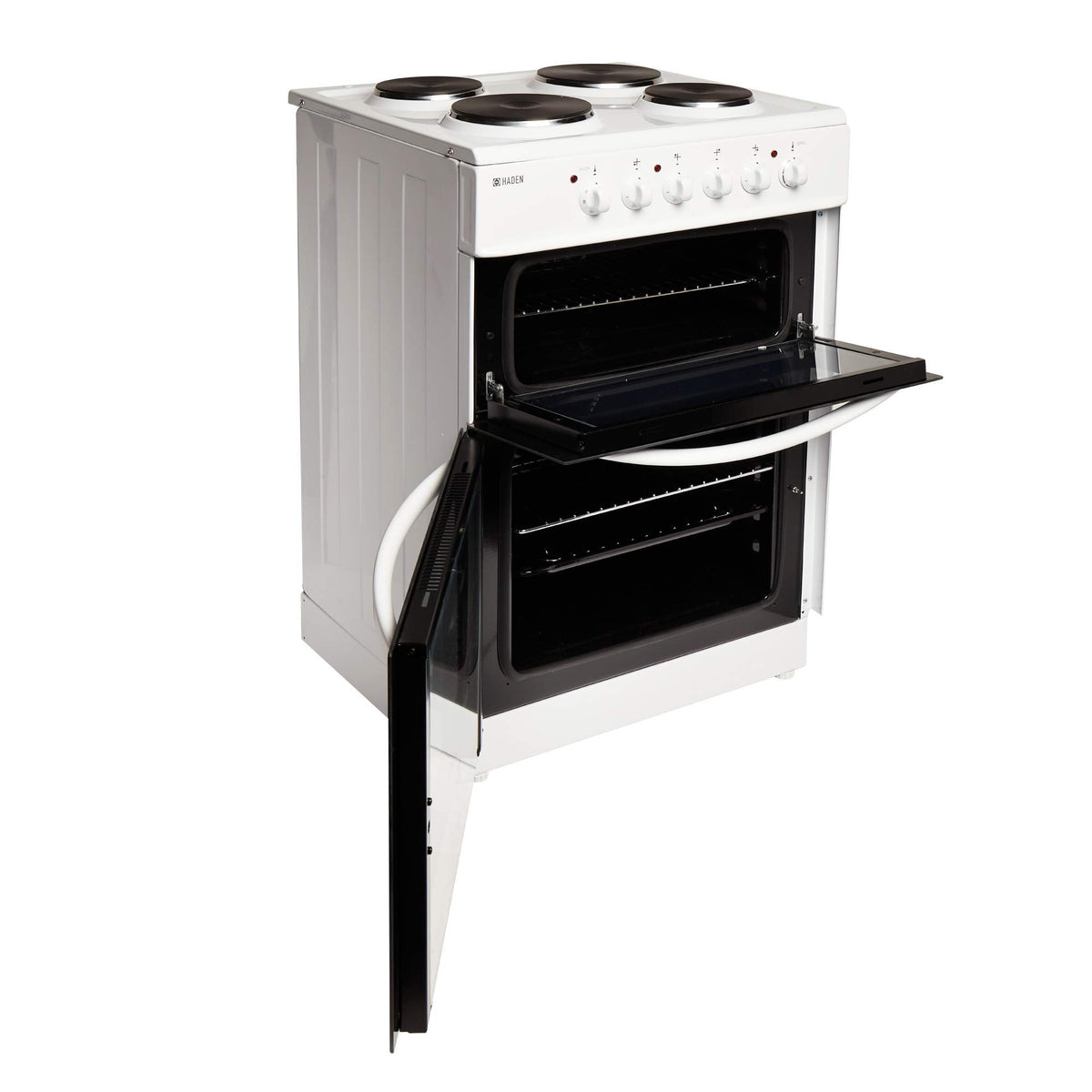 Haden Double Oven 50cm Electric Cooker 4 Zone Ceramic Hob White