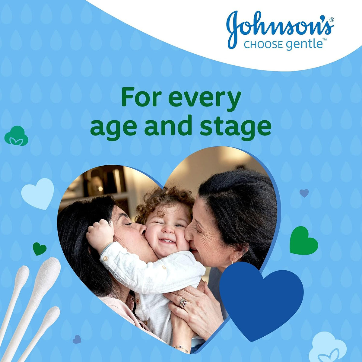 Johnson's Baby Cotton Buds (1 x Pack of 200) Soft & Gentle Ear Buds for Delicate Skin, Made of 100% Pure Cotton and Paper Sticks, Plastic-Free to Clean Around Eyes and Outer Areas