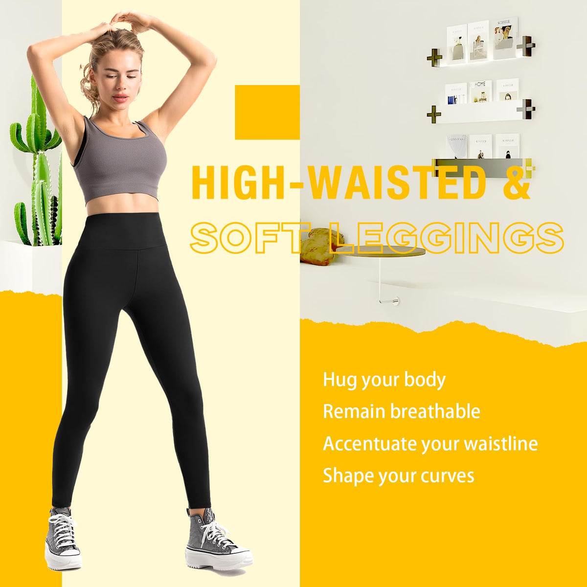 3 Pack Black Leggings for Women