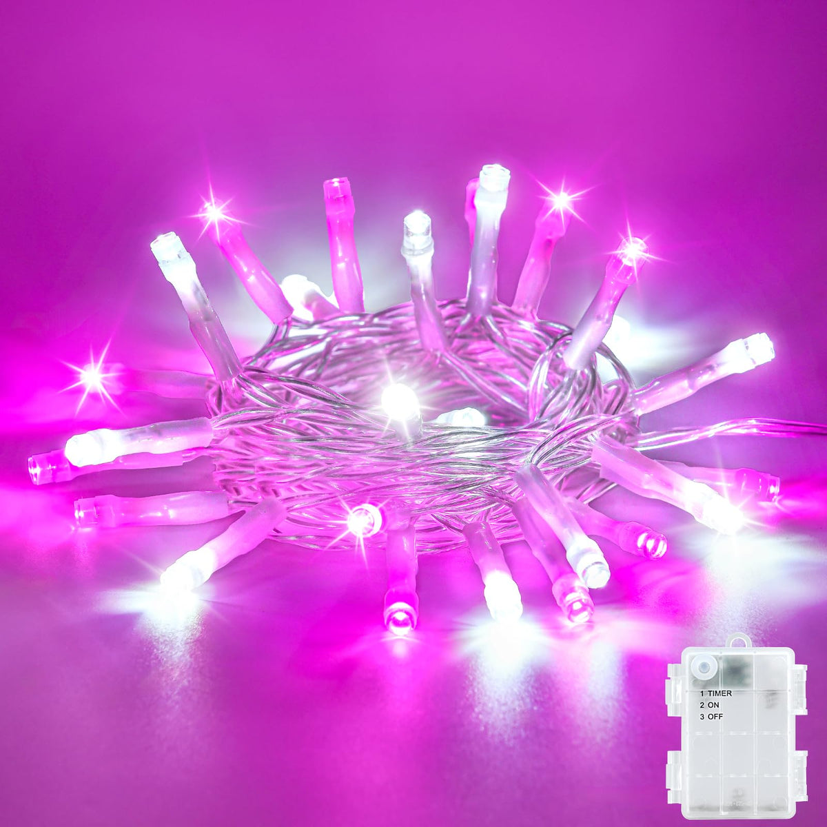 Dalugo Battery Fairy Lights, 3M 30 LED Warm White String Lights with 6h Timer, IP65 Waterproof Battery Powered Fairy Lights for Indoor Outdoor Christmas Decorations