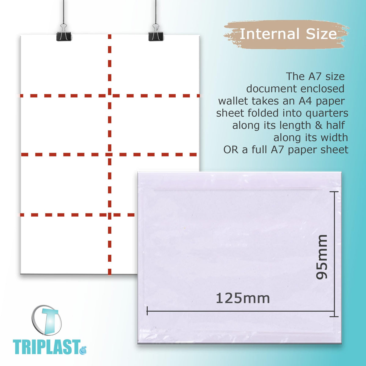 Triplast 1000 x A7 Plain Document Enclosed Wallet (95 x 125 mm) | Peel & Seal Clear Plastic Envelopes/Sleeves/Pockets/Wallets | Attach Invoices, Packing Lists & Delivery Notes to Parcels