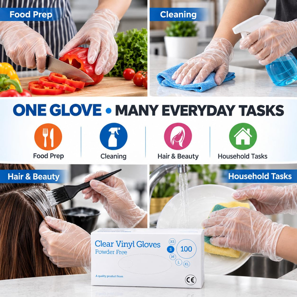 1ABOVE 100 Clear Vinyl Gloves Medium Latex-Free Powder-Free