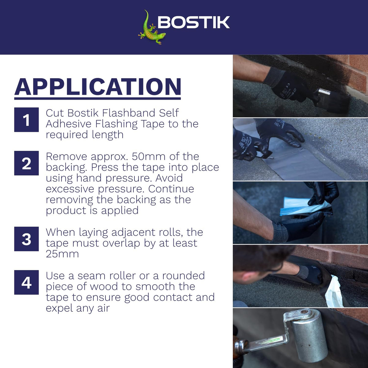 Bostik Flashband Self Adhesive Flashing Tape for Roofs Grey - 75mm x 10m