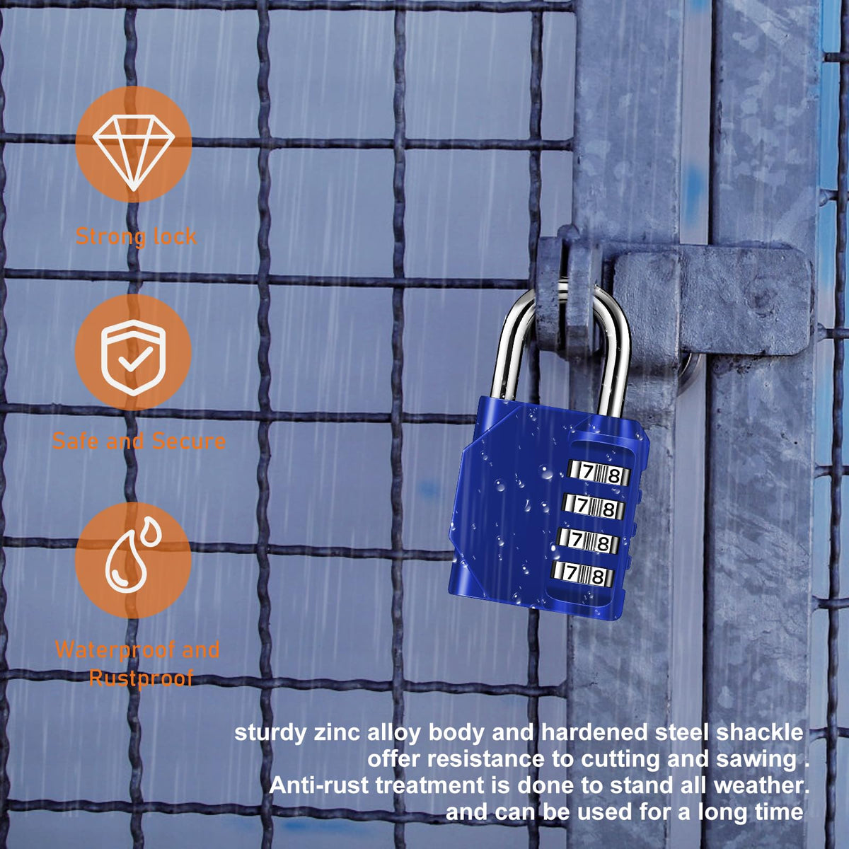 NAGE Padlocks with Code, Combination Lock 4 Digit Gym Locker (1P, Red)