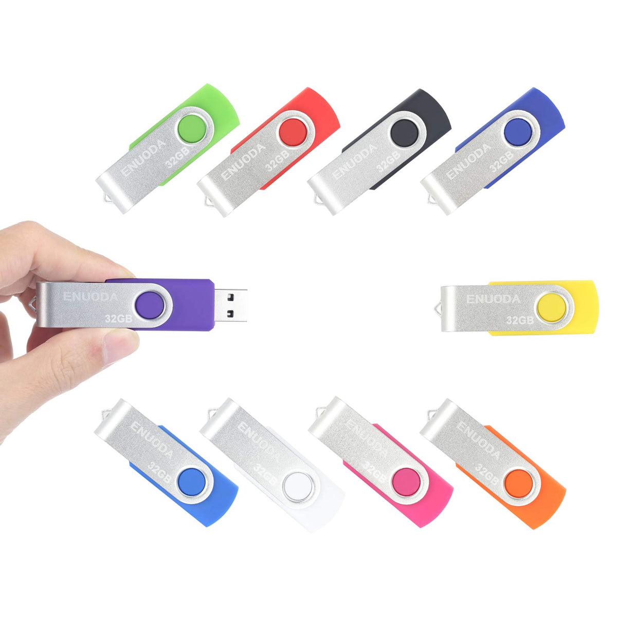 ENUODA Memory Stick 128GB USB 2.0 Flash Drives Swivel Design Storage Thumb Drive Pen Drive (Black)