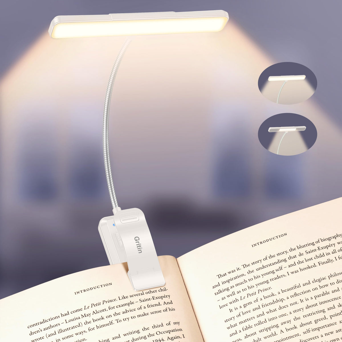Gritin 2026 Gen 2 Book Light for Reading-32 Eye Caring Full Spectrum LED