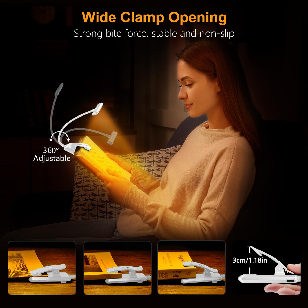Gritin 19 LED Rechargeable Book Light for Reading in Bed - Memory Function