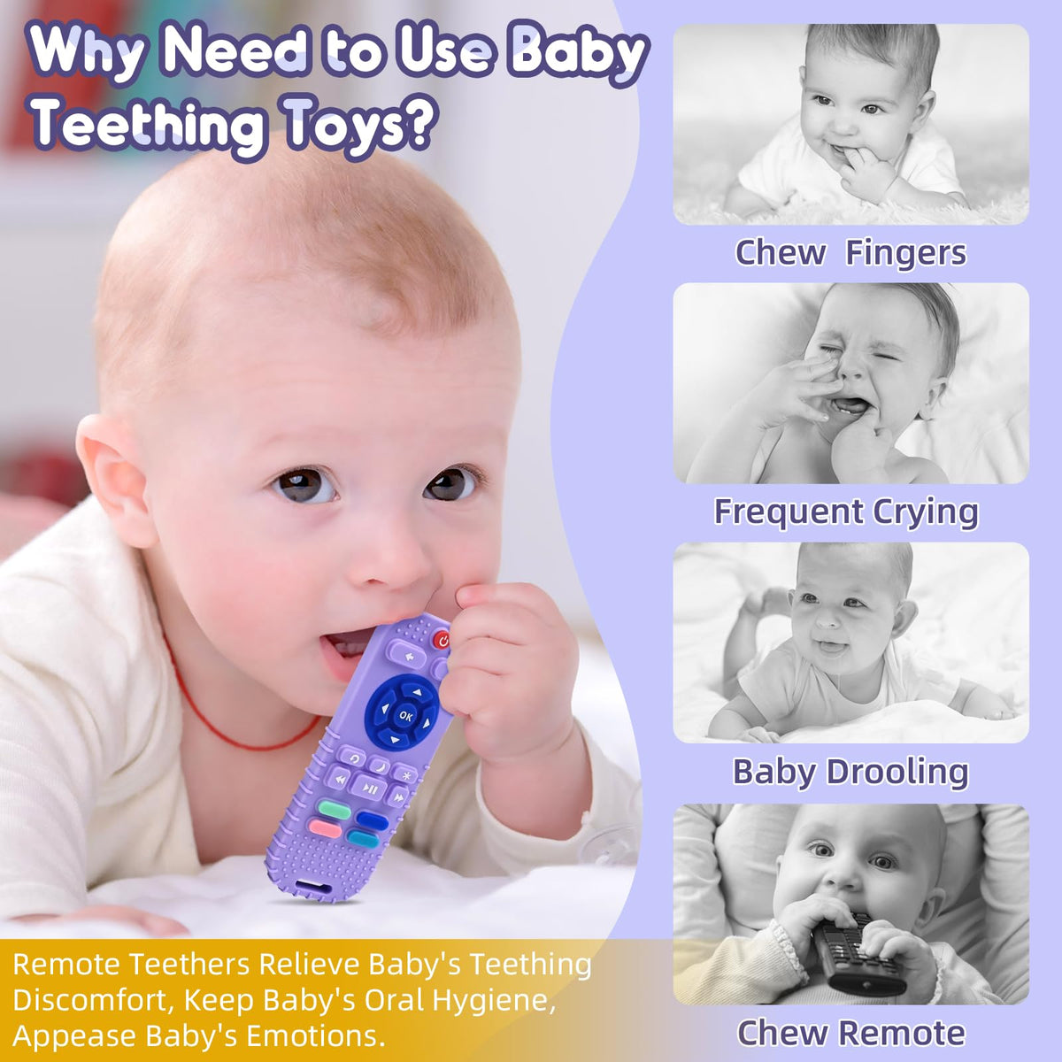 AiTuiTui Baby Teether for Teething Relief Baby Toys 0 3 6 9 12 Months, Sensory Silicone Remote Control Baby Teether Toy for Babies Newborn Infant Boy Girl Autism Toys for Baby Gifts