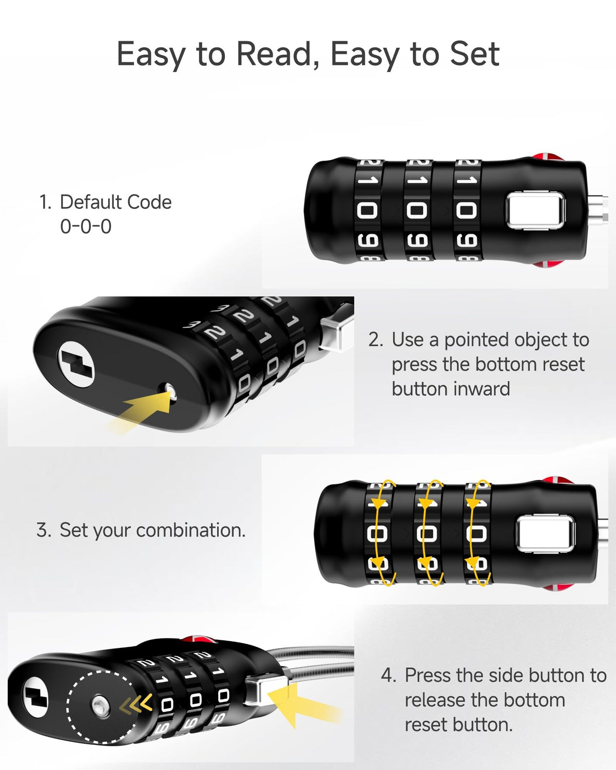 LUGGEX Suitcase Locks, Luggage Locks, TSA Approved Luggage Locks,Black,2