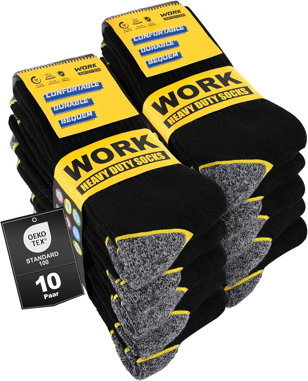 Men's Work Socks Heavy Duty Cushioned Crew Durable 10 Pairs