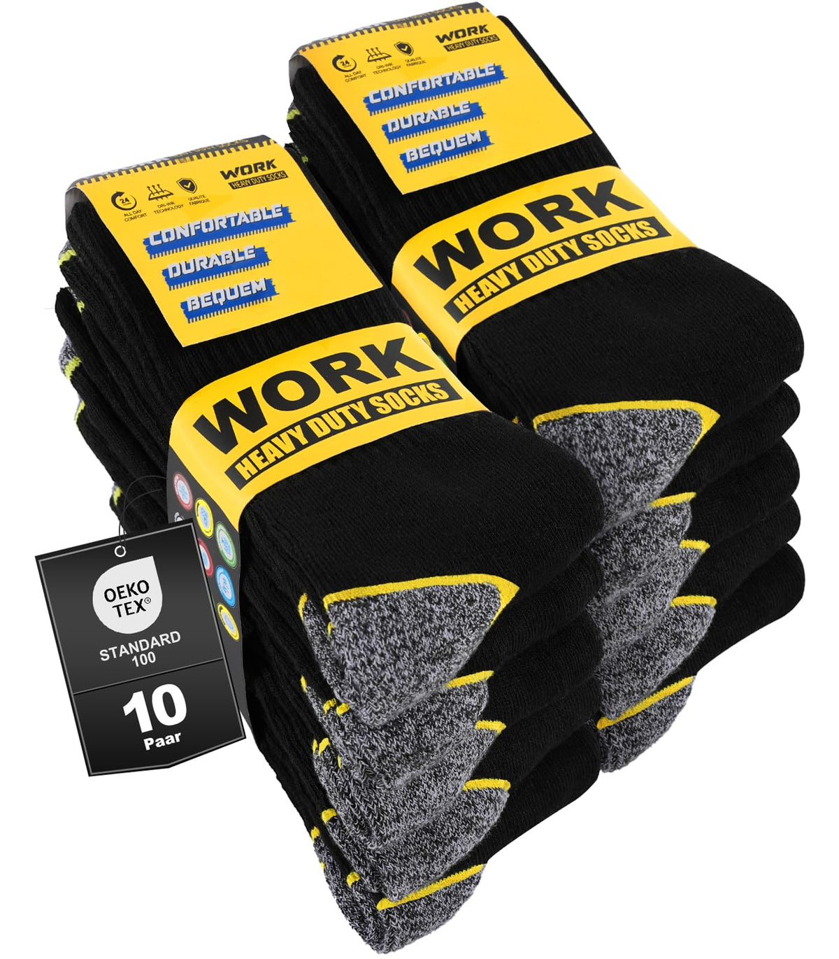Men's Work Socks Heavy Duty Cushioned Crew Durable 10 Pairs