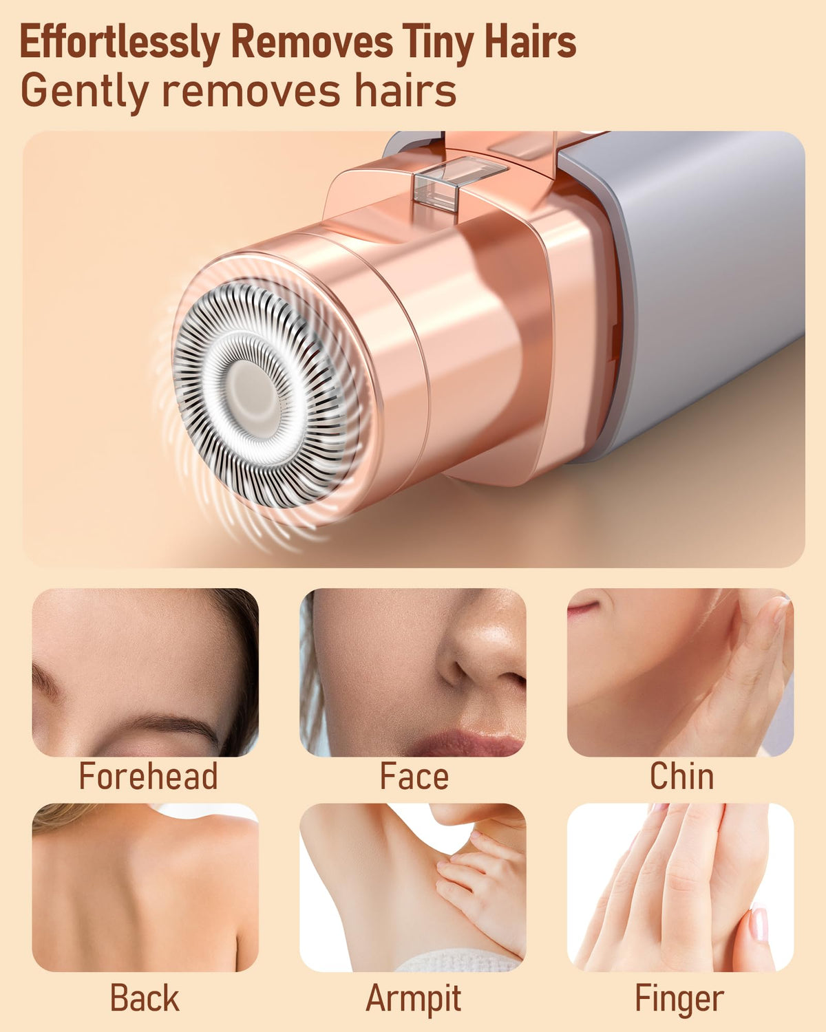 Eyebrow & Facial Hair Trimmer for Women: 2 in1 Rechargeable Facial Hair Removal and Eyebrow Shaver, Painless Shaving with Built-in LED Light - Perfect for Face, Lips, and Body