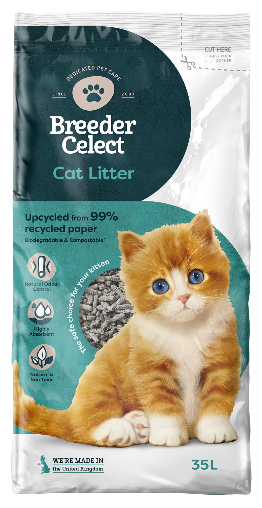 Breeder's Choice Paper Cat Litter (30L) - 99% Recycled Paper