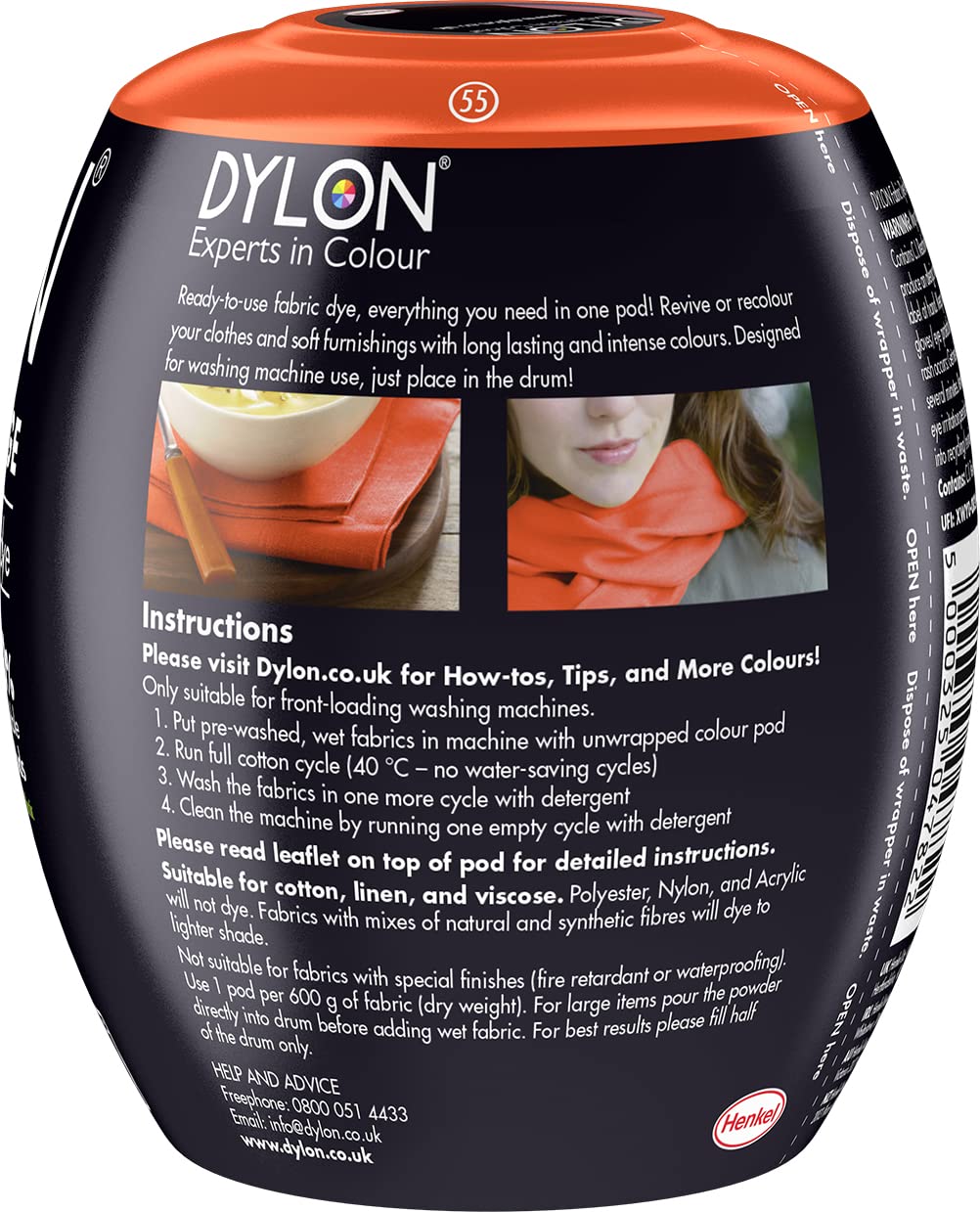 DYLON Washing Machine Fabric Dye Pod, Intense Black, 350g