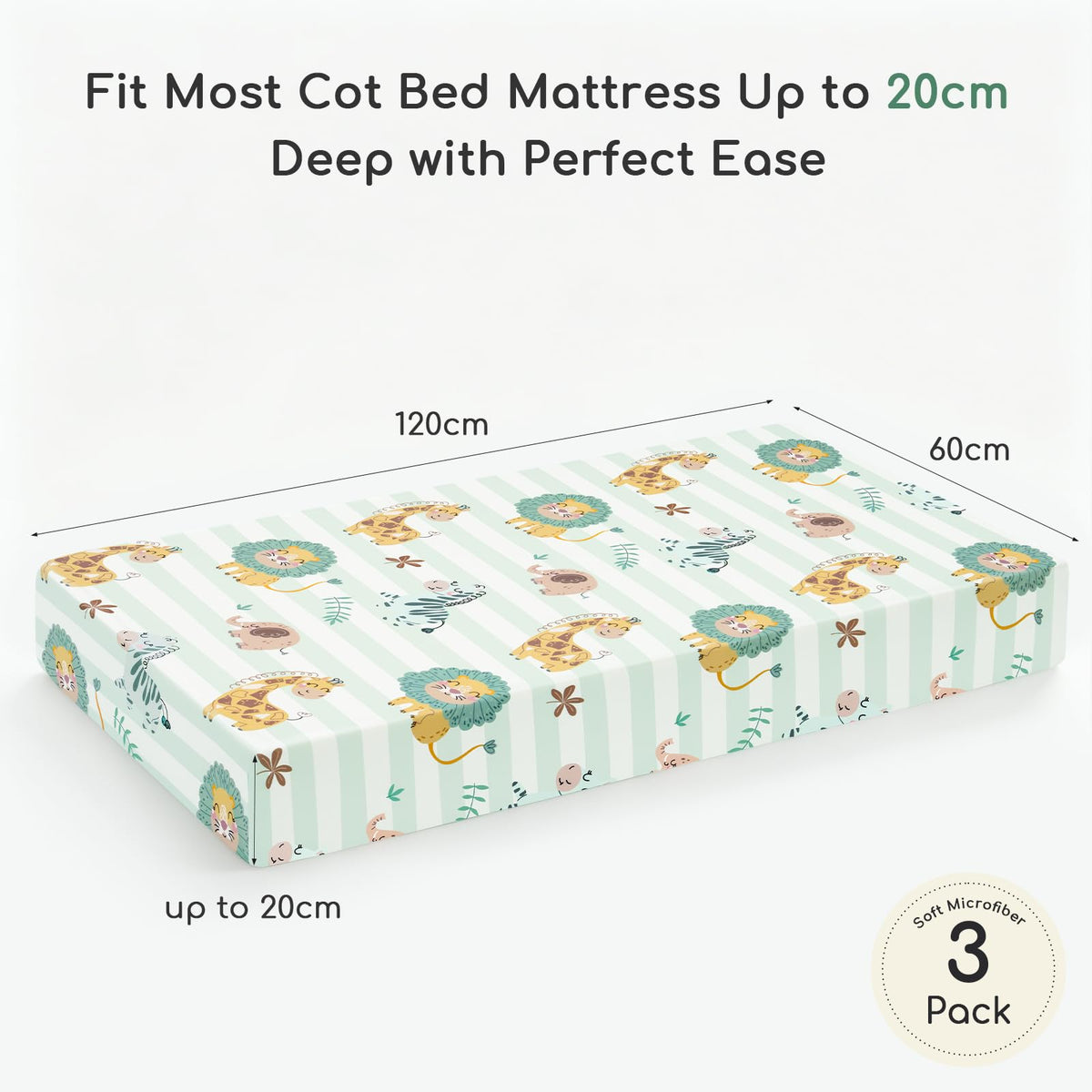Cot Bed Sheets 120x60 cm Fitted for Baby and Toddler