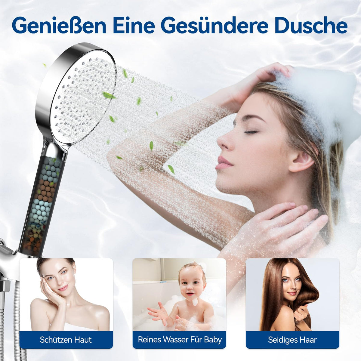High Pressure Shower Head, Power Shower Head with 6 Modes