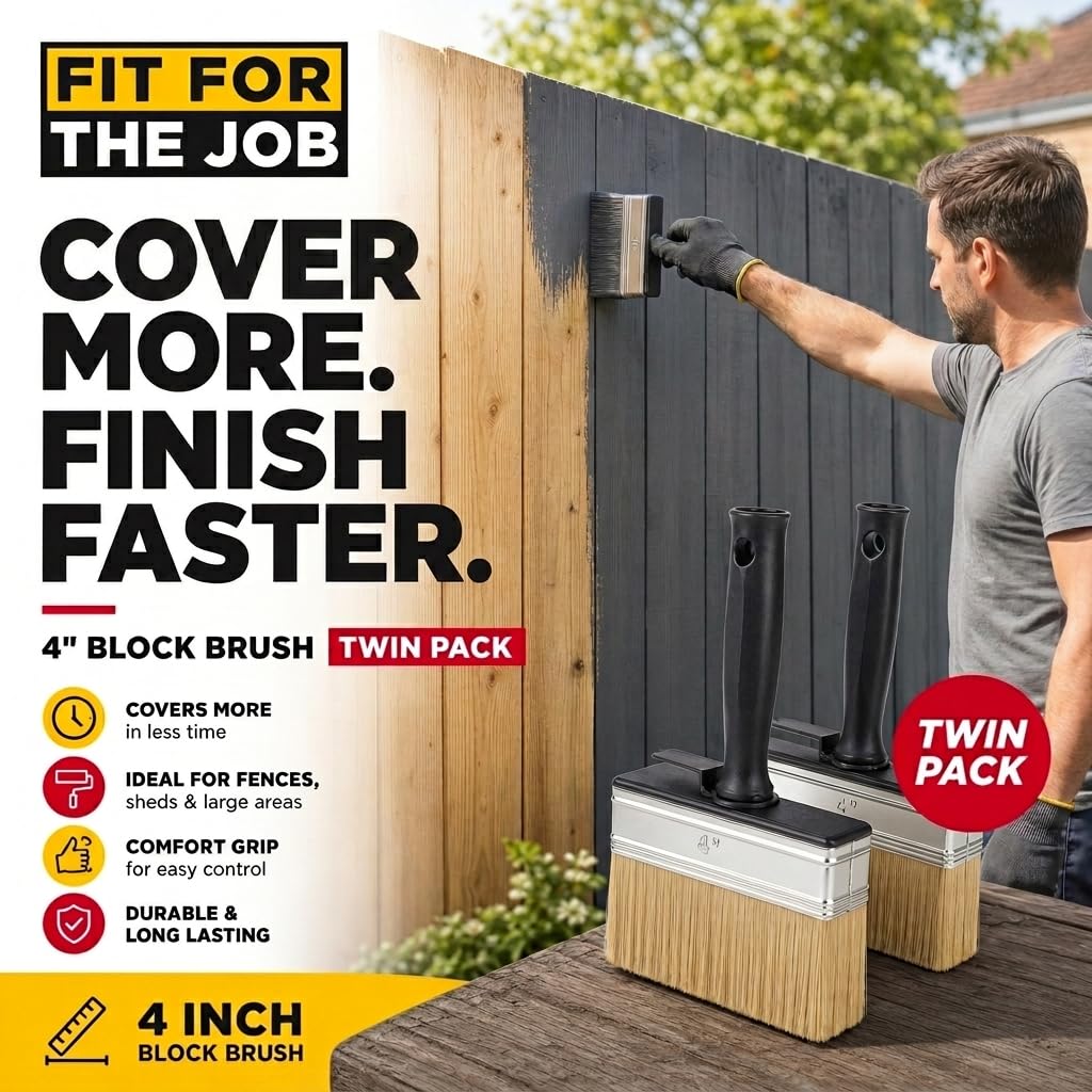Fit For The Job Block Brush 4 inch Large Capacity for Emulsion