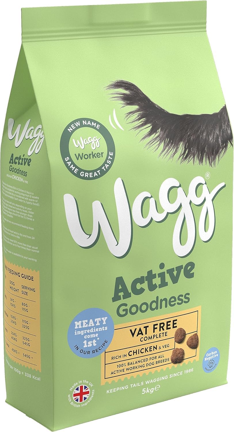 Wagg Active Goodness Complete Dry Adult Dog Food Beef & Veg 12kg - For All Active Working Dog Breeds