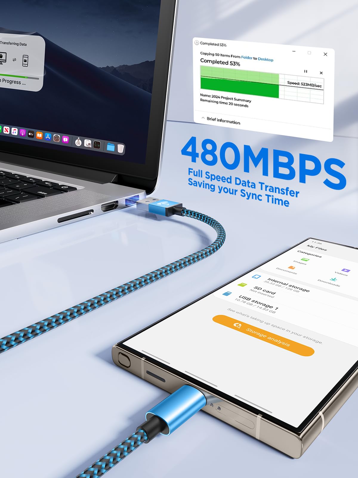 Yosou USB C Charger Cable 2M 2Pack USB A to USB C Type C Charger Fast Charging 3A Lead Braided for Samsung Galaxy S22 S21 S20,Pixel 8 7 6,PS5,Switch