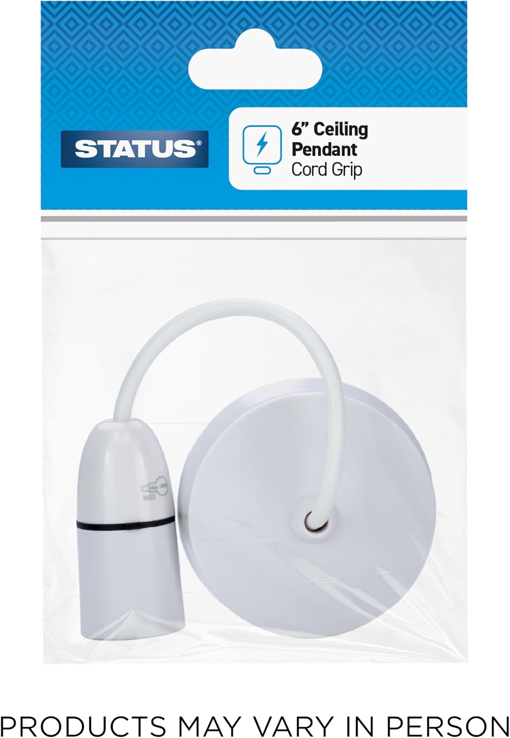 Status 6-Inch White Bayonet (B22) Ceiling Pendant Light Fitting