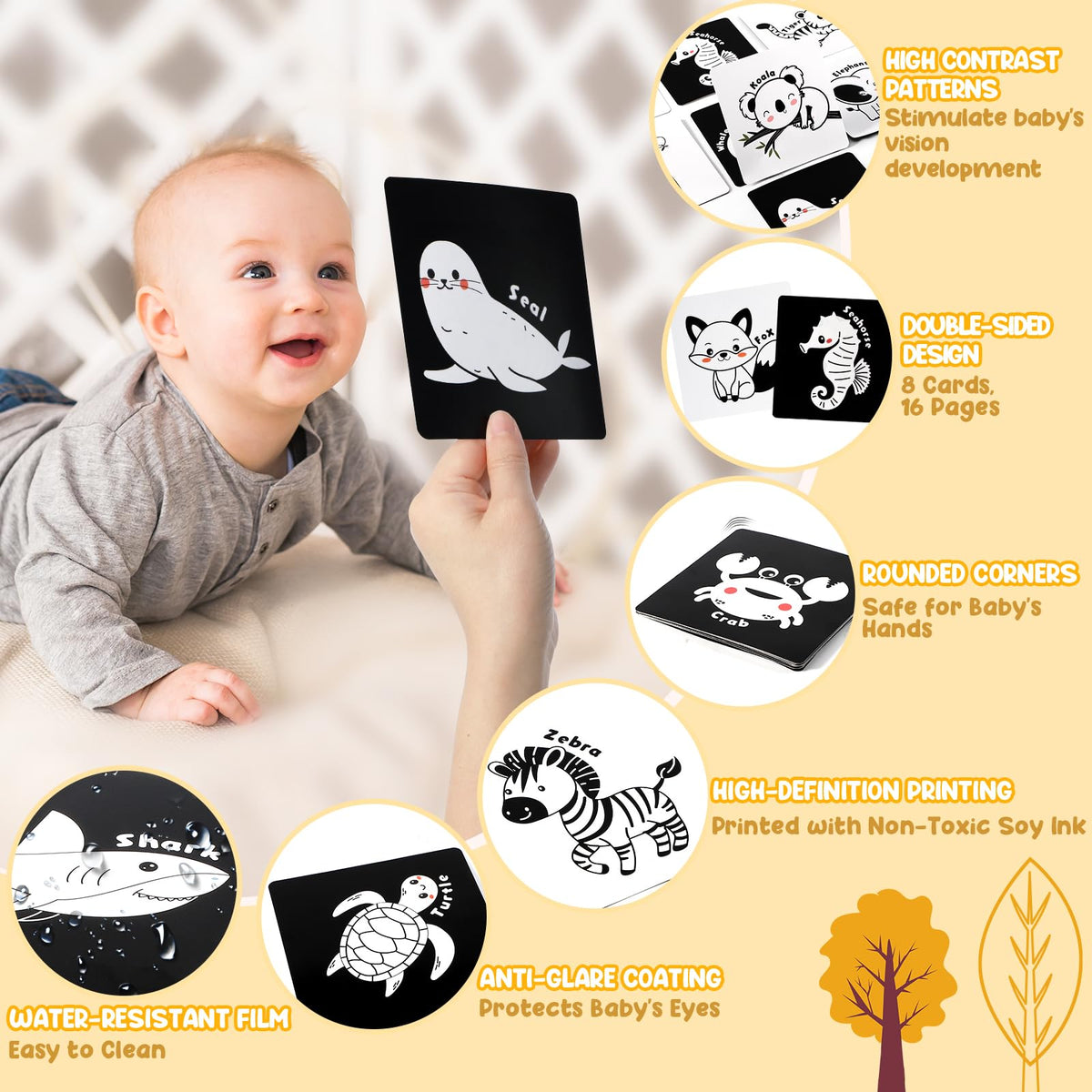 URMYWO Baby Toys, Black and White Sensory Toys Brain Development