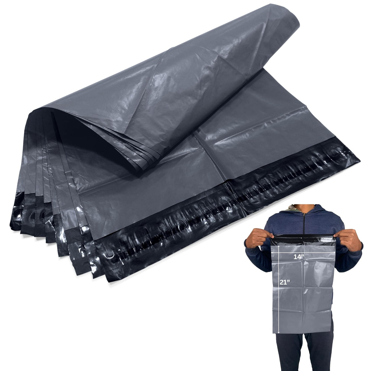 JeeJaan® 200 Small Grey Parcel Bags 4" x 6" (102 x 152mm) Strong Poly Mailer Small Postage Mailing Bags Courier Shipping Postal Bags - Posting Packing Envelopes