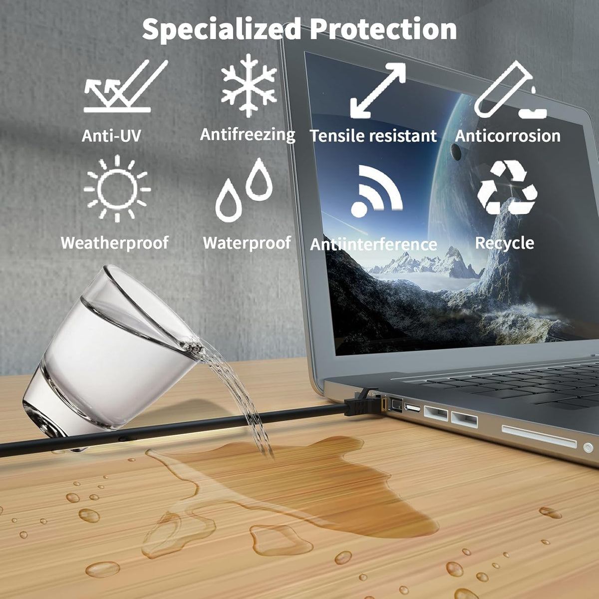 Cat 8 Ethernet Cable 1M, High Speed 40Gbps 2000Mhz Internet Cable, Lan Cable with Gold Plated RJ45 Connector,Weatherproof Outdoor&Indoor,for/PC/Modem/Router/Gaming, Faster Than Cat7/Cat6/Cat5