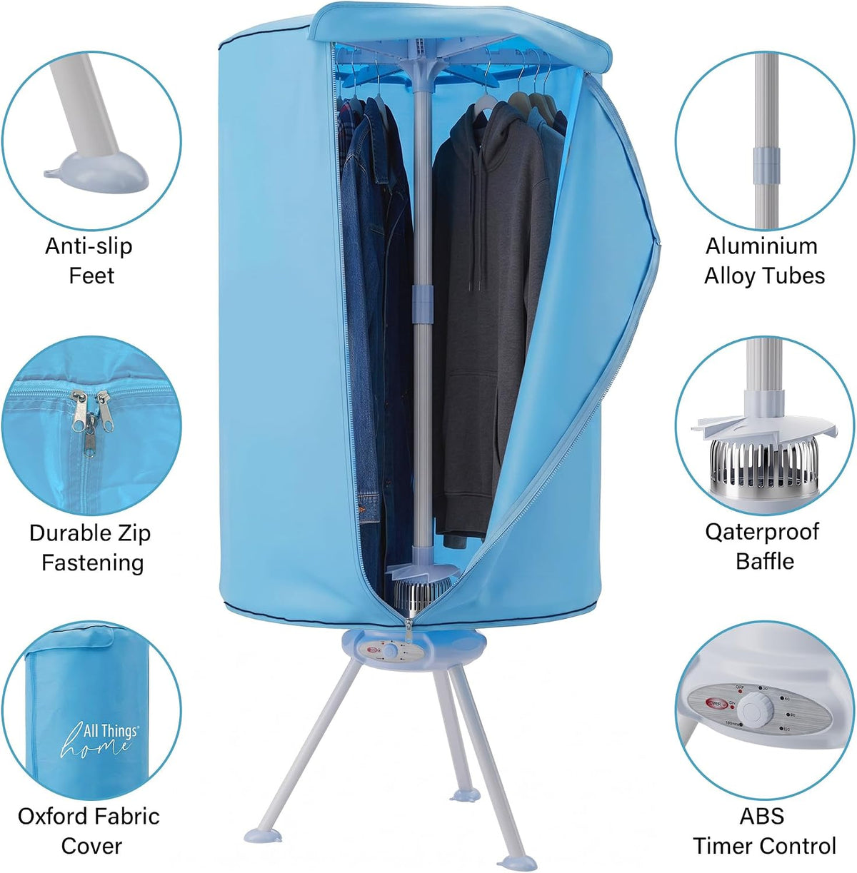 Portable Fast Drying 1000W Electric Clothes Dryer Heated Indoor Home Dorms Buddy Hot Air Airer Machine Dri Suitable for All Fabrics Drier