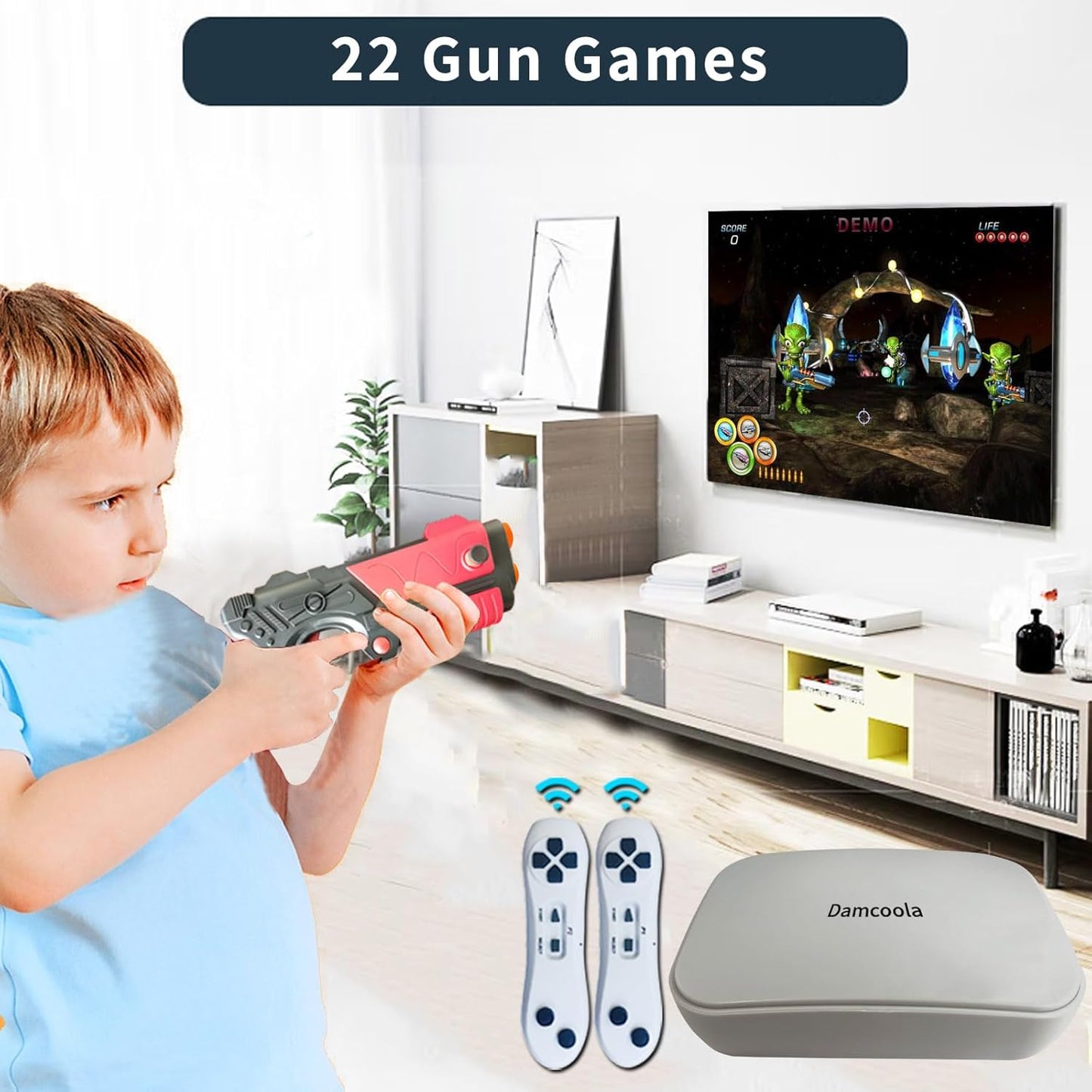 Game Console with 100+ Games, Handheld Retro Video Console for Kids& Adults, Game System with AR Gun,2 Game Controller, TV Plug& Play, Xmas Birthday Toy Gift for Boys& Girls Age 3 +