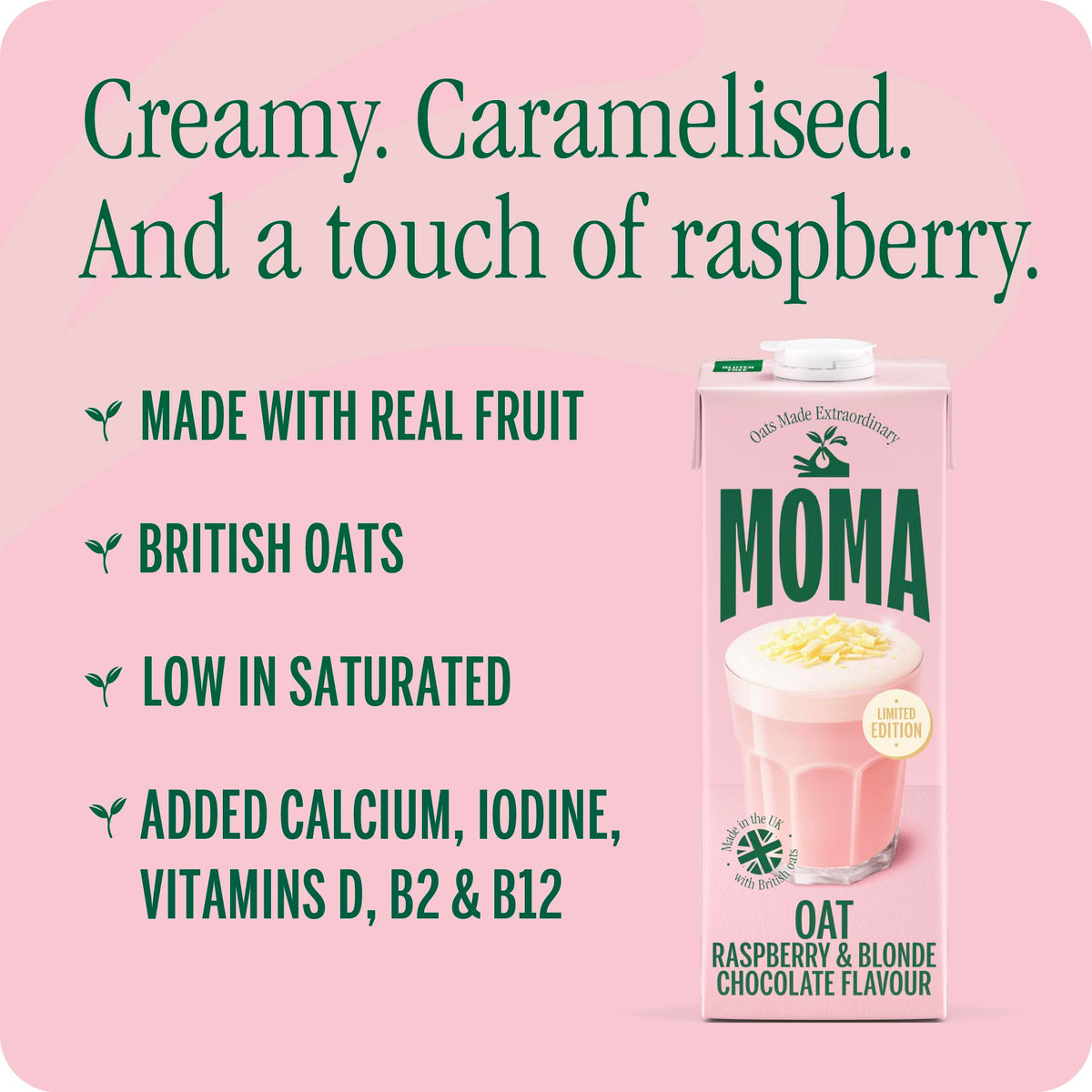MOMA Pistachio Oat Drink • 1L • No Added Sugar • Vegan, Nut Free & GF