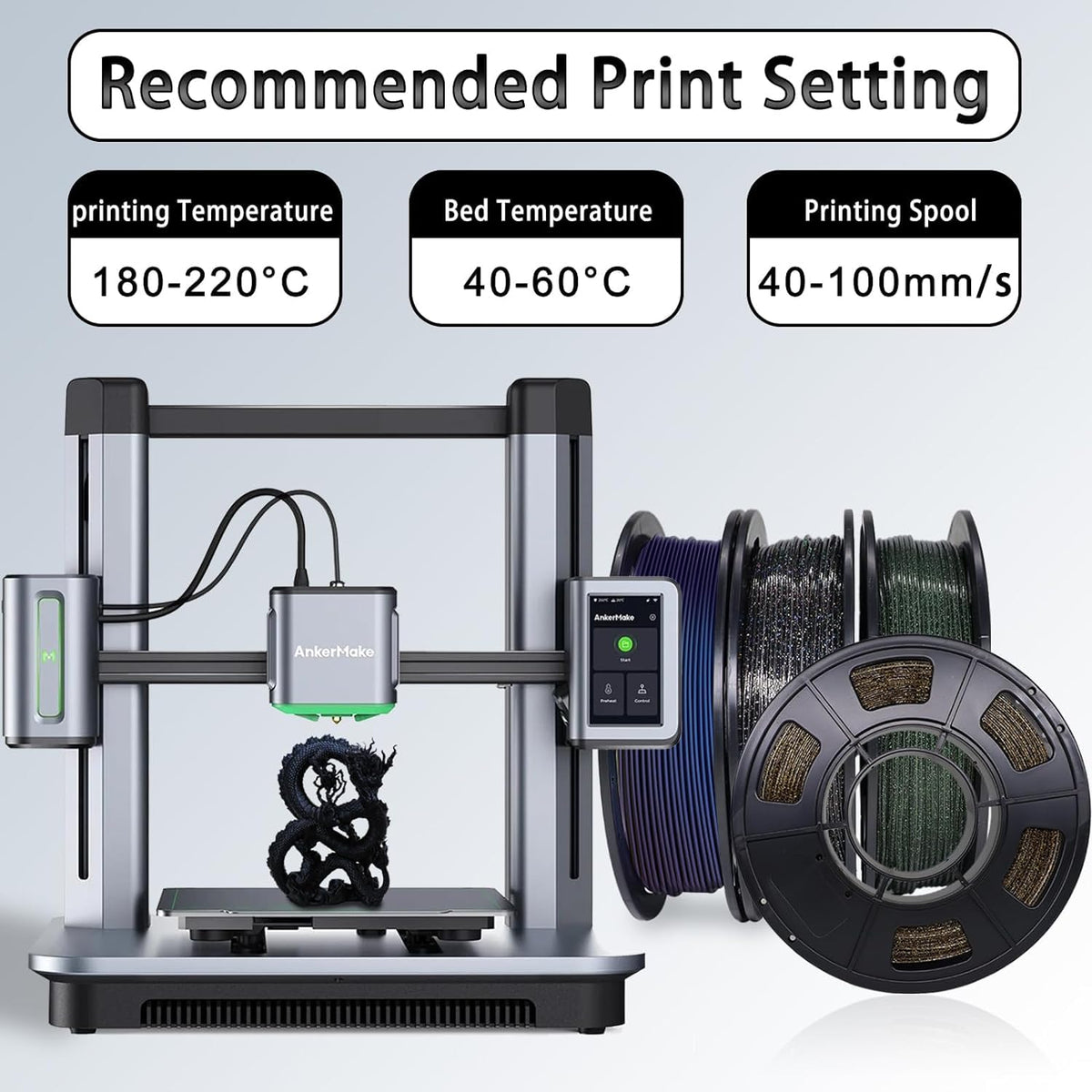 YOUSU 3D Printer Filament Bundle,Glow in The Dark Filament Multicolor,PLA Filament 1.75 mm,Green, Blue,Purple and Rainbow Accuracy +/- 0.03 mm,250g X 4 Pack