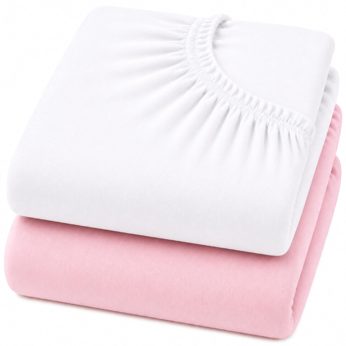 Dudu N Girlie Bedside Crib Sheets 85x51cm – Pink, 2 Pack, Soft Jersey Cotton Fitted Bedding for Co Sleeper & Baby Cribs