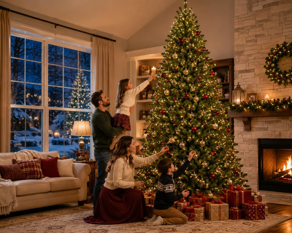 7ft (2.13M) Artificial Christmas Tree, Realistic Green with Metal Stand