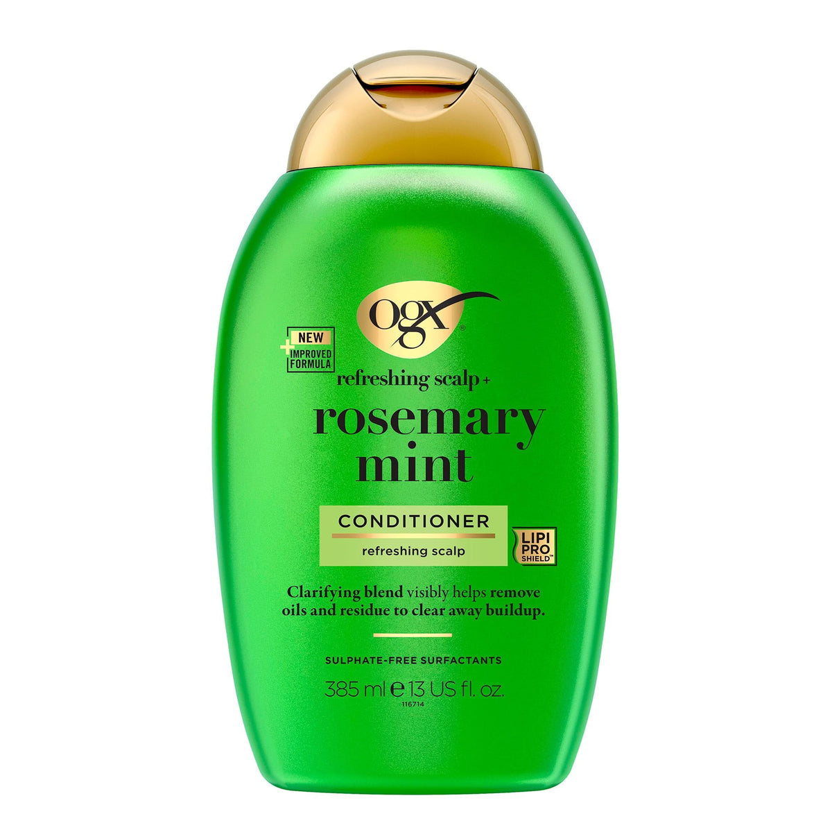 OGX Refreshing Scalp with Rosemary Mint Shampoo, Clarifying Blend to Remove Excess Oil and Residue, Clears Away Buildup, Sulfate Free, 385ml