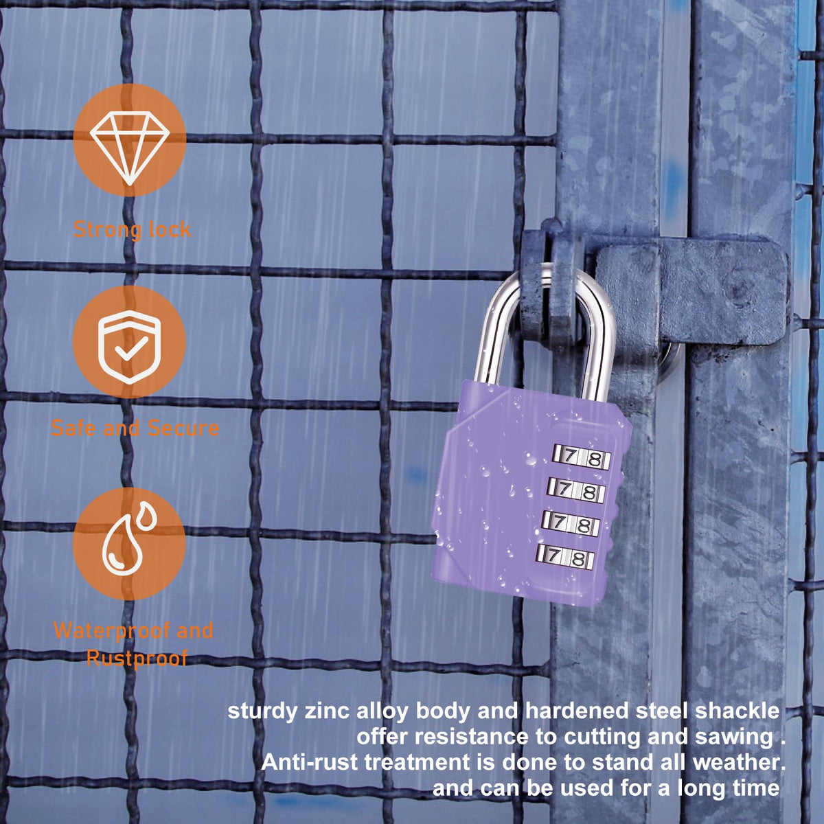 NAGE Padlocks with Code, Combination Lock 4 Digit Gym Locker (1P, Red)