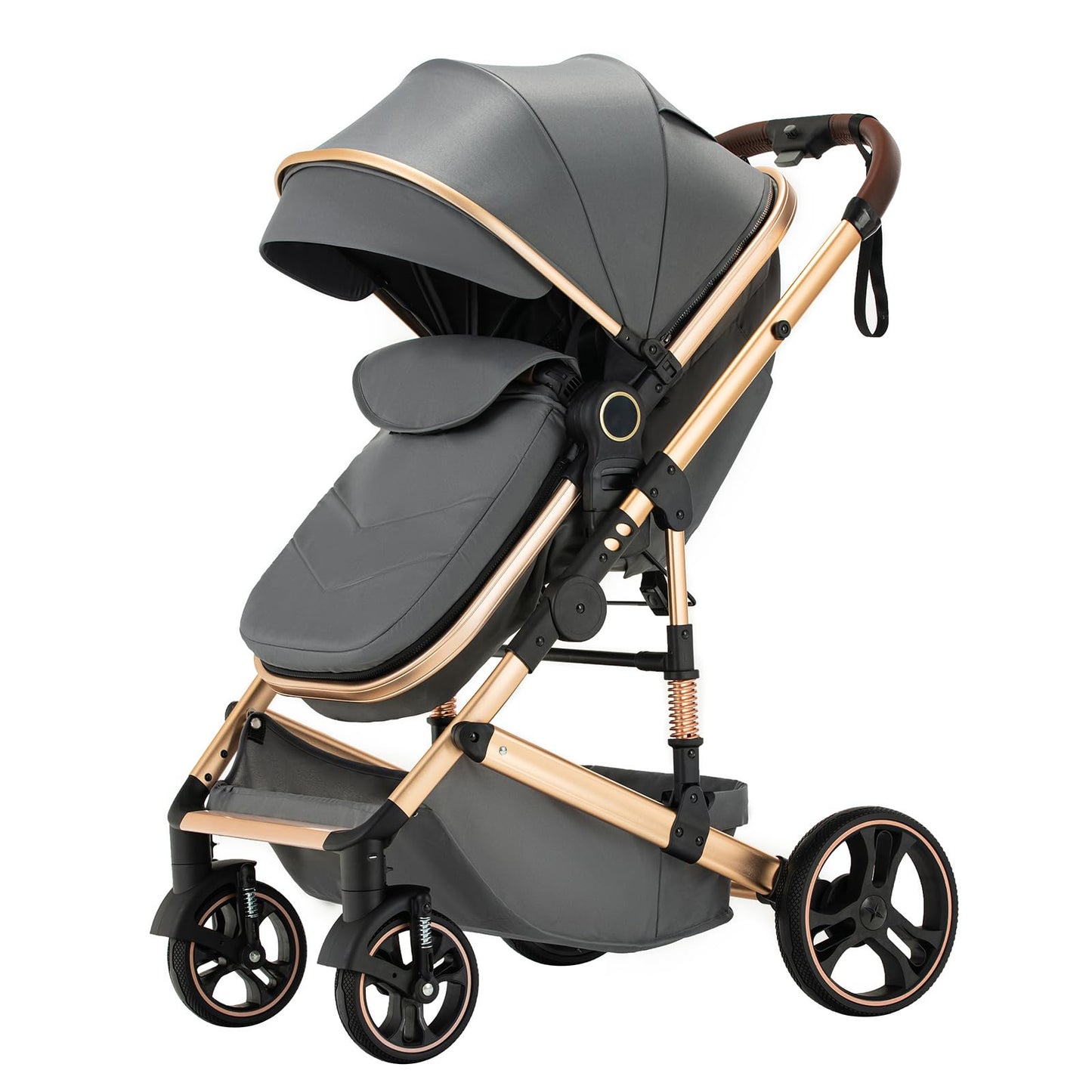 BEBBY Stroller 3-in-1 Baby 3 in 1 with Seat with Foldable Aluminium Frame, Compact Stroller with Adjustable Armrests, Combined Strollers,High Landscape Travel Pushchair (gen-H9-PINK, H9)