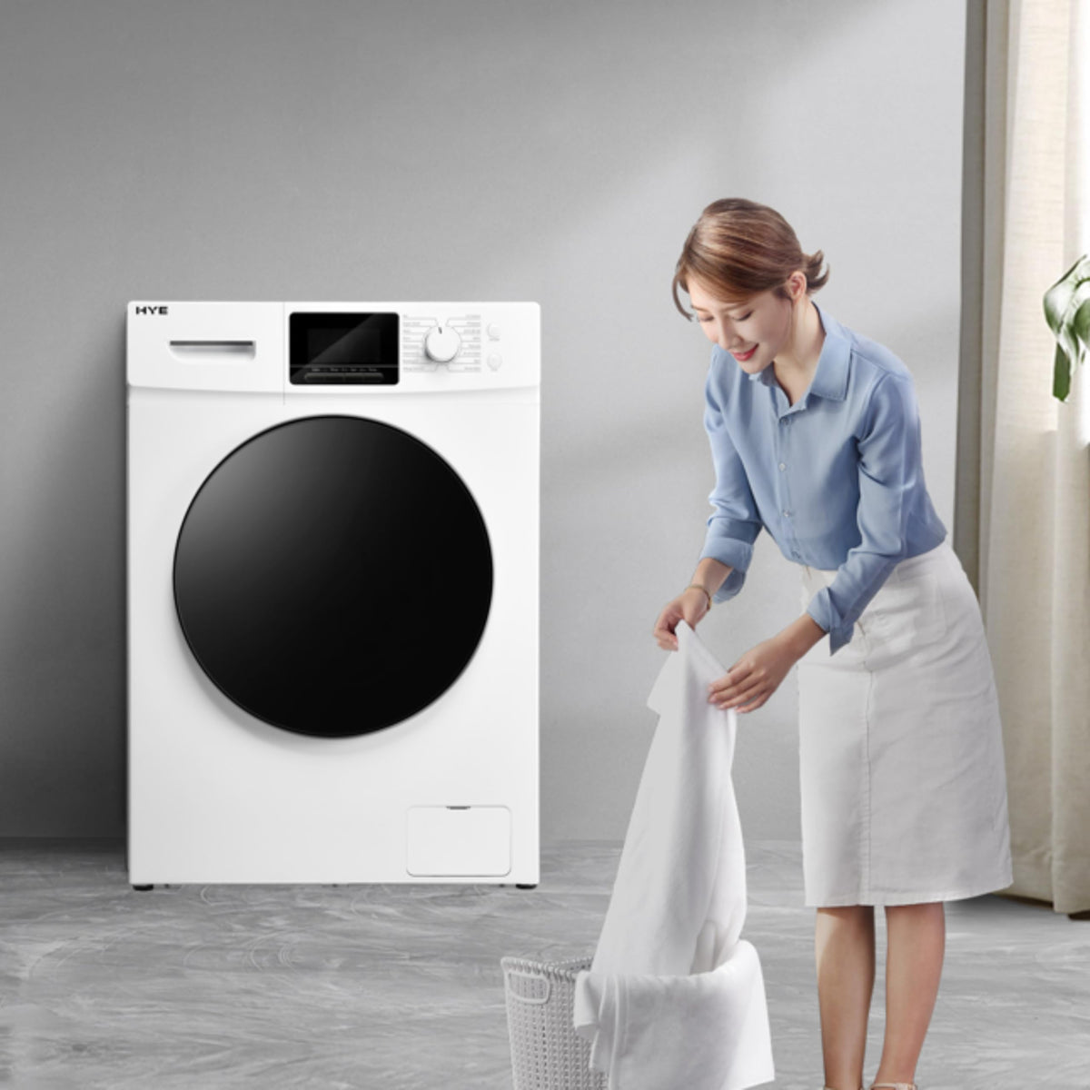 HYE Washing Machine - 8KG Drum, 1400RPM, White