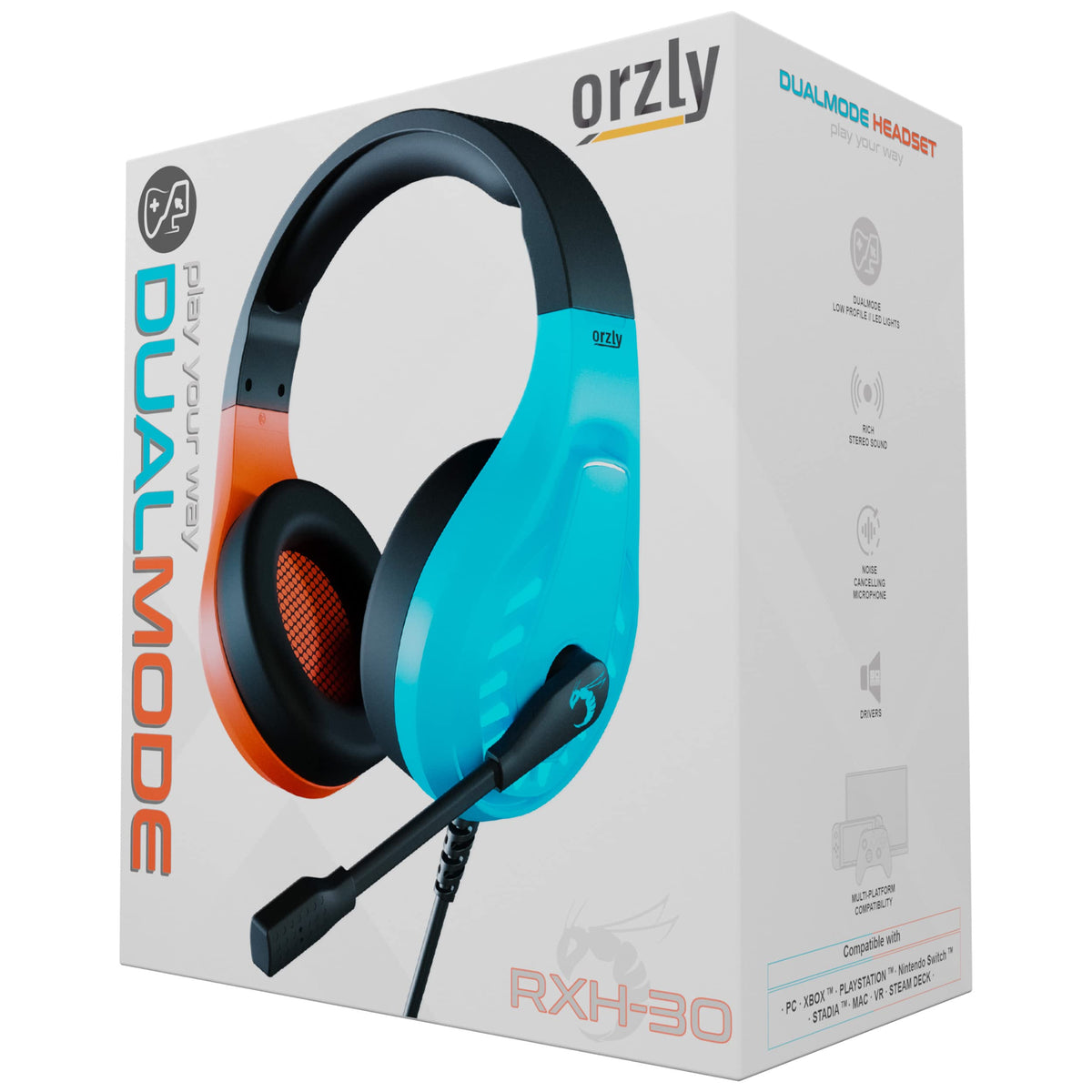 Orzly Gaming Headset for PC and Gaming Consoles compatible with PS5, PS4, XBOX SERIES X | S, XBOX ONE, Nintendo Switch & Steam Deck with noise cancelling mic - RXH-30 Siberia Edition
