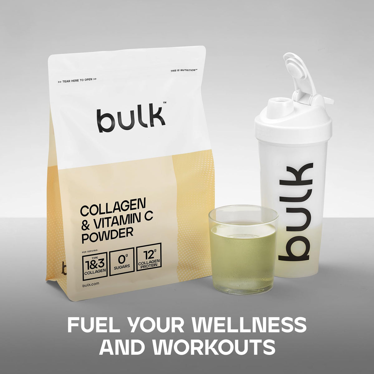 Bulk Collagen Powder with Peptides and Vitamin C, Unflavoured, 500g