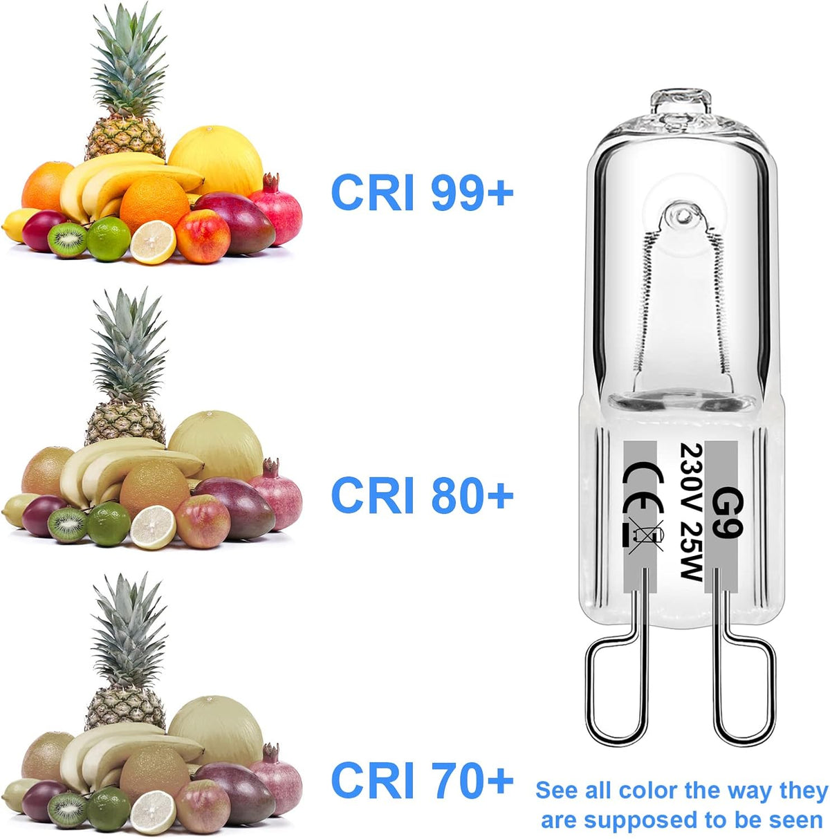 WeshLMPO G9 Halogen Bulbs 25W G9 Bulb Warm White 230V Dimmable for Oven 300 Degrees 12 Pcs