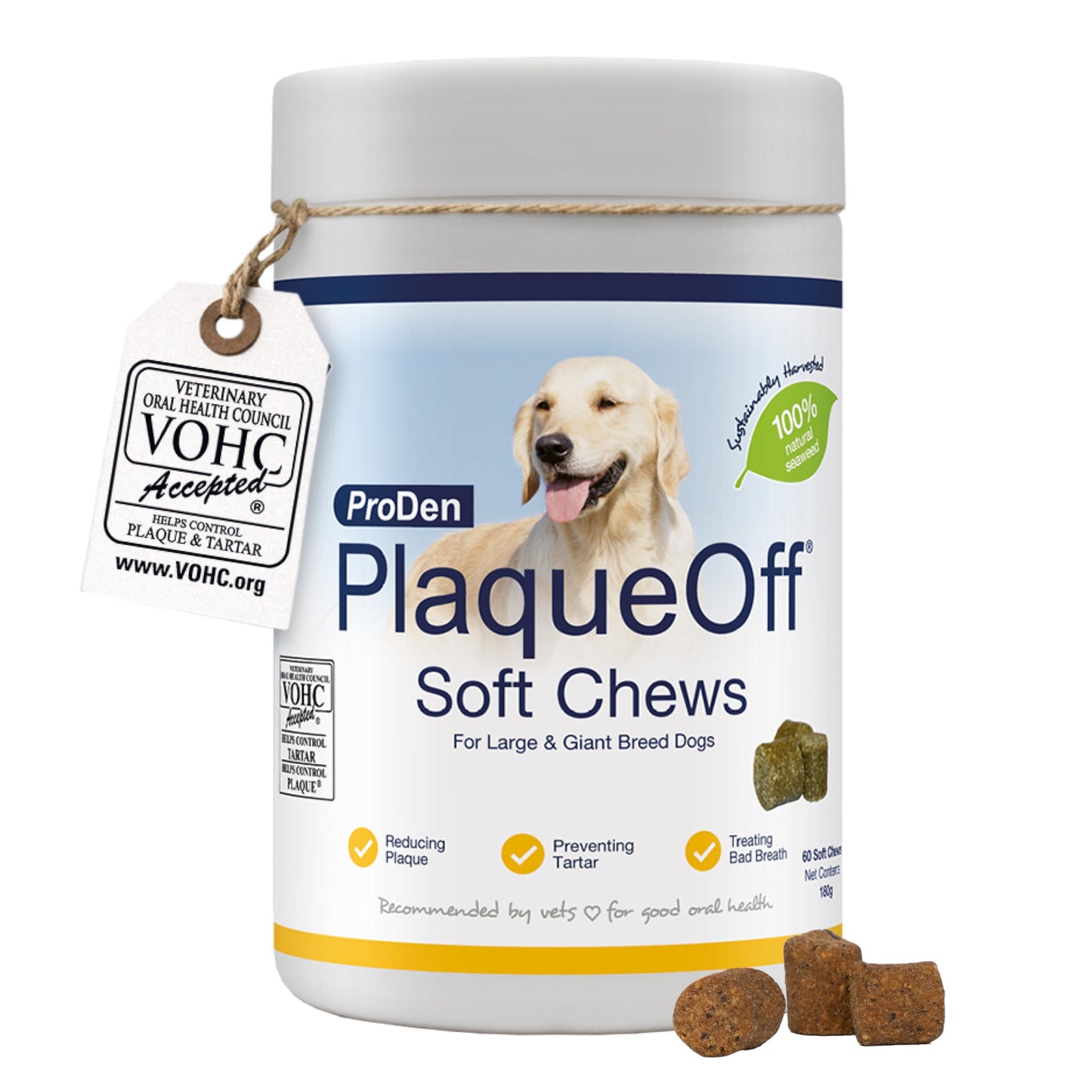 ProDen PlaqueOff Powder for Dogs & Cats, Tartar & Bad Breath Remover 100% Natural Teeth Cleaner and Plaque Remover 60 g
